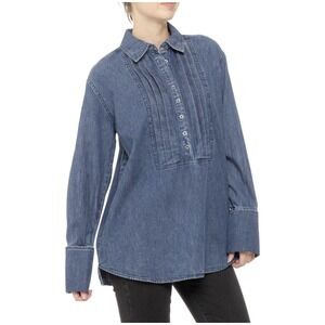 Free People After Hours Denim Long Sleeve Tunic Shirt‎ Womens S NEW